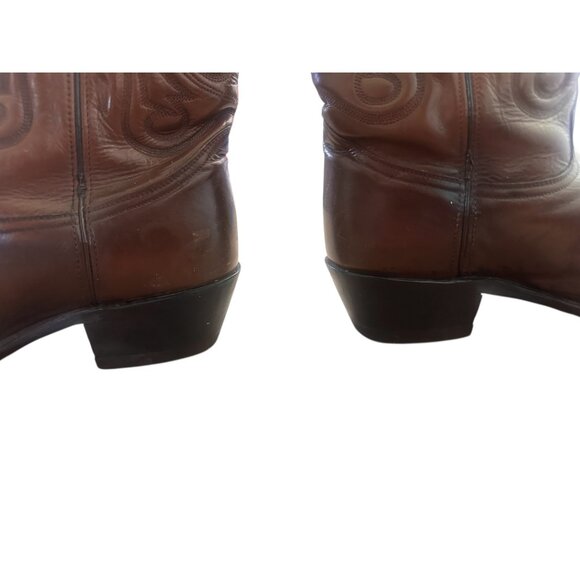 Acme Western Cowboy Boots Mens 10.5 Brown Real Leather Pointed Toe Vibrant Chore - Picture 6 of 13